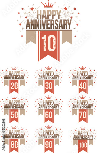 Set of anniversary emblems.