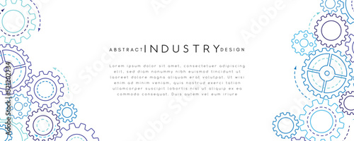 Technology abstract background from gearwheels composition. Horizontal light banner for teamwork, industrial, communication or automation conceptual design.