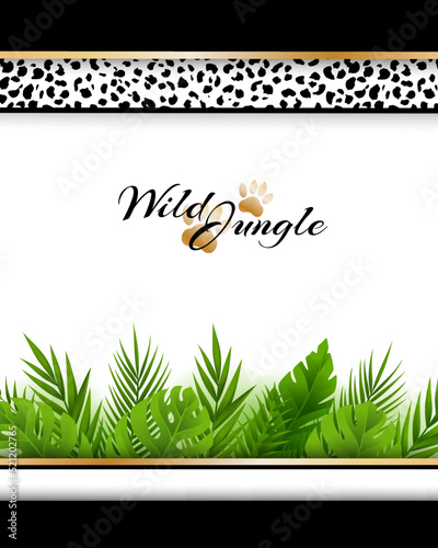 Tropical jungle background with jaguar pattern