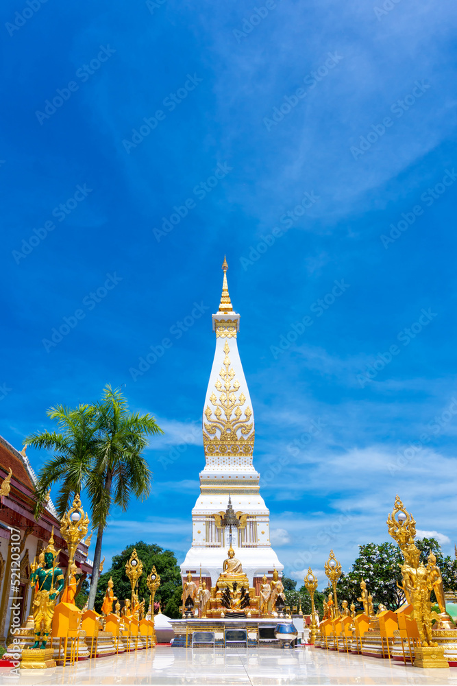 Fototapeta premium Phanom Pagoda of Phra That Phanom temple in That Phanom District, Nakhon Phanom, Thailand.