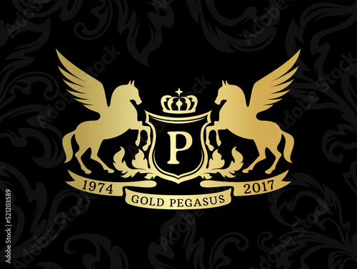 Heraldic logo template. Vintage ornamental emblem