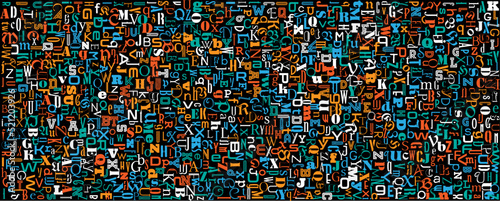 Literature and poetry horizontal background with texture from rainbow  letters