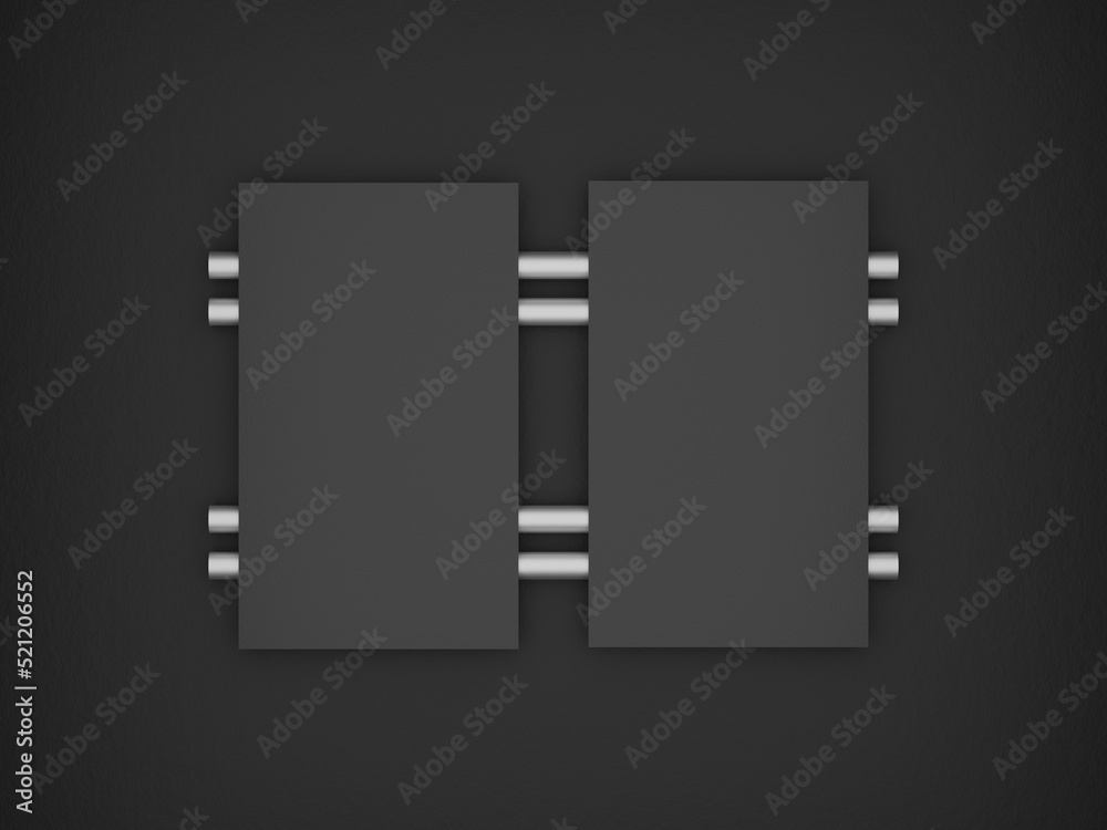 3D rendering premium business card mockup on luxury black base pastel and silver pipe background visiting card from the top view 3D rendering premium business card mockup on luxury black base pastel and silver pipe background visiting card from the top view