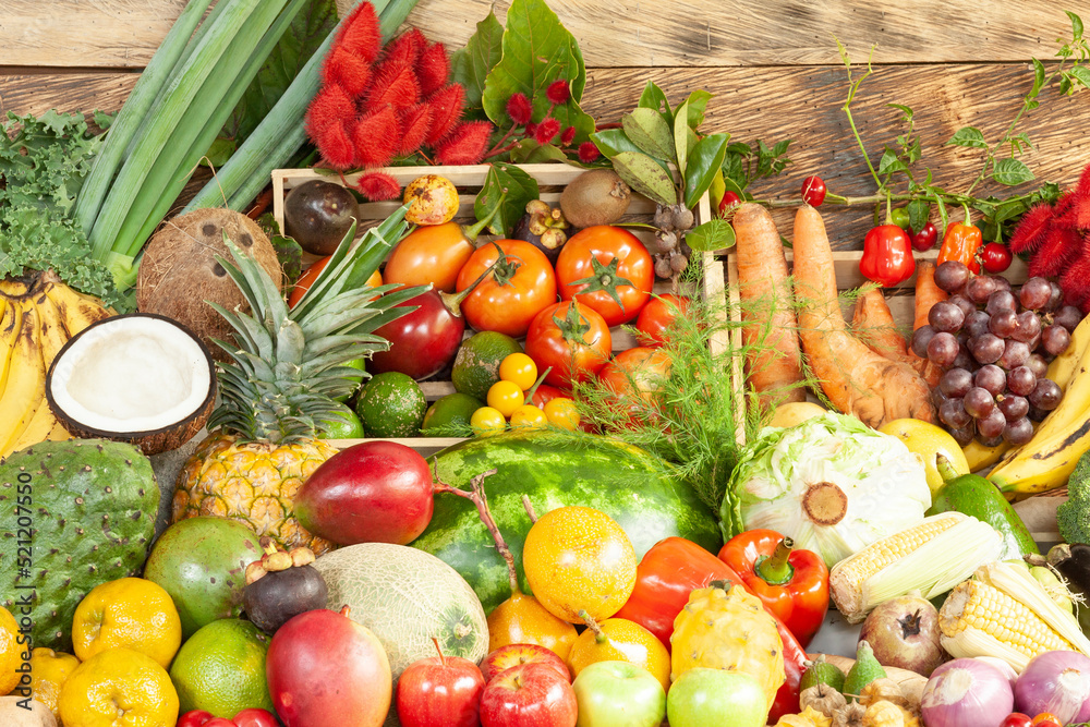 Composition With Variety Of Raw Organic Fruits And Vegetables Composition With Variety Of Raw Organic Fruits And Vegetables