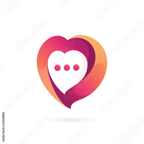 love bubble chat vector logo design illustration