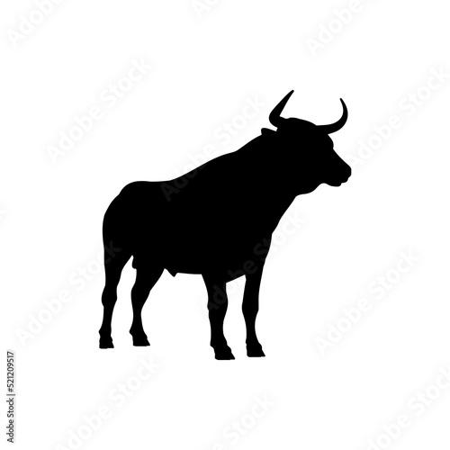 Bull Silhouette Vector Icon Illustration On White Background