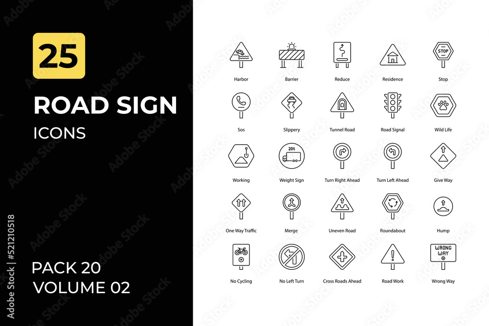 Road Sign icons collection. Set contains such Icons as road close, road ...
