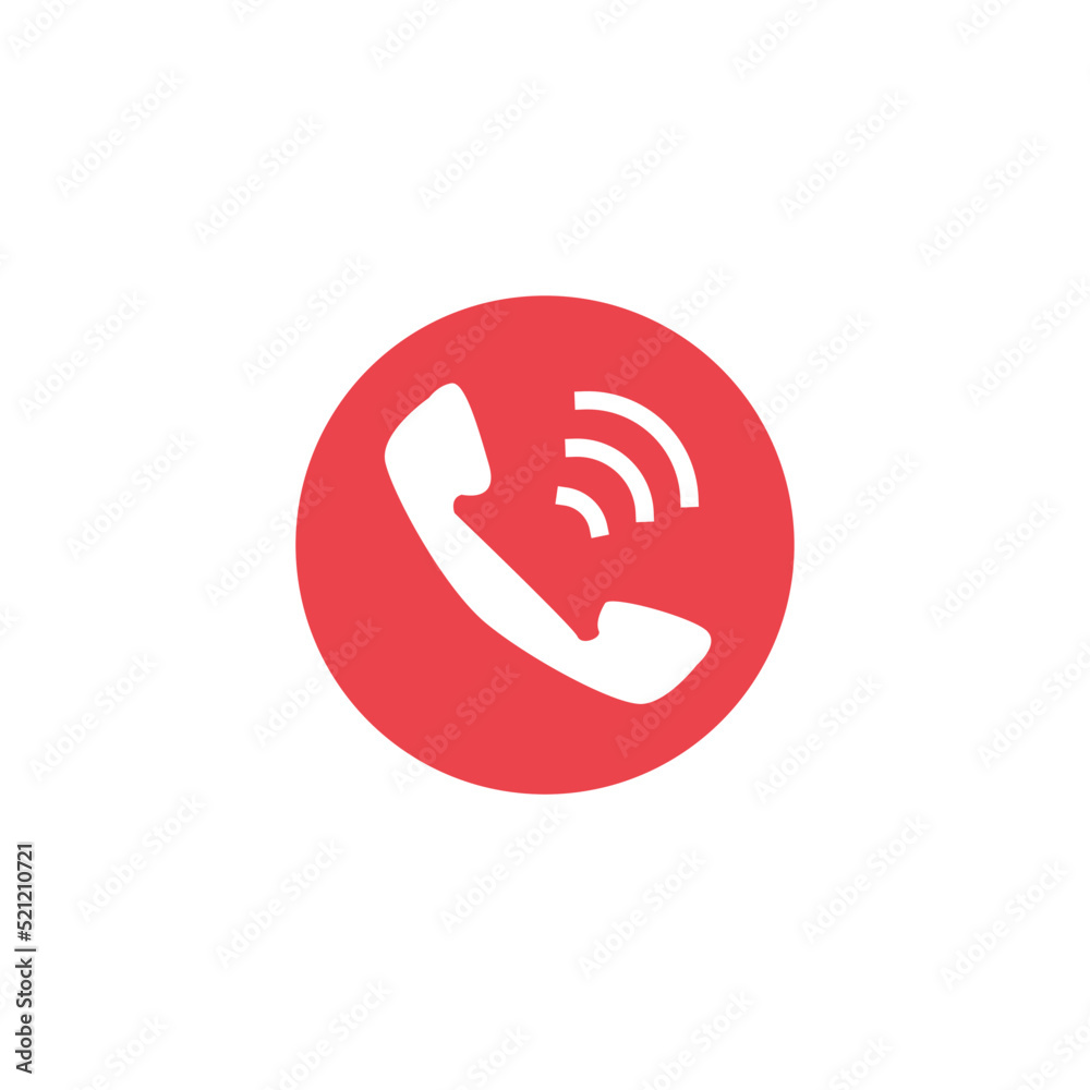 Flat vector icon of landline in red circle, communication icon. Flat vector icon of landline in red circle, communication icon.