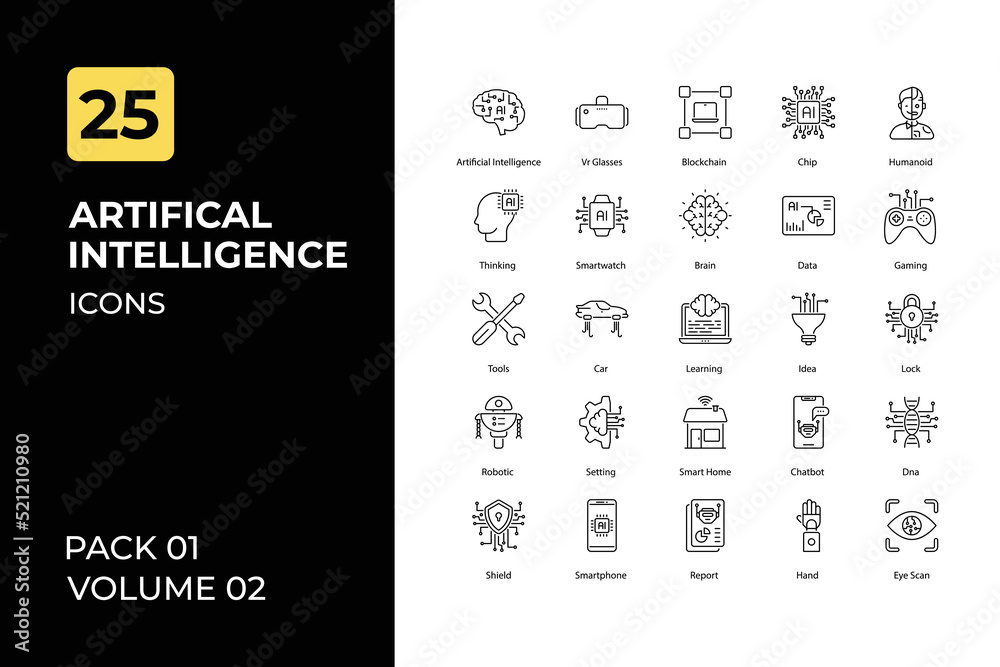 Artificial Intelligence icons collection. Set contains such Icons as ai, ai processer, and more