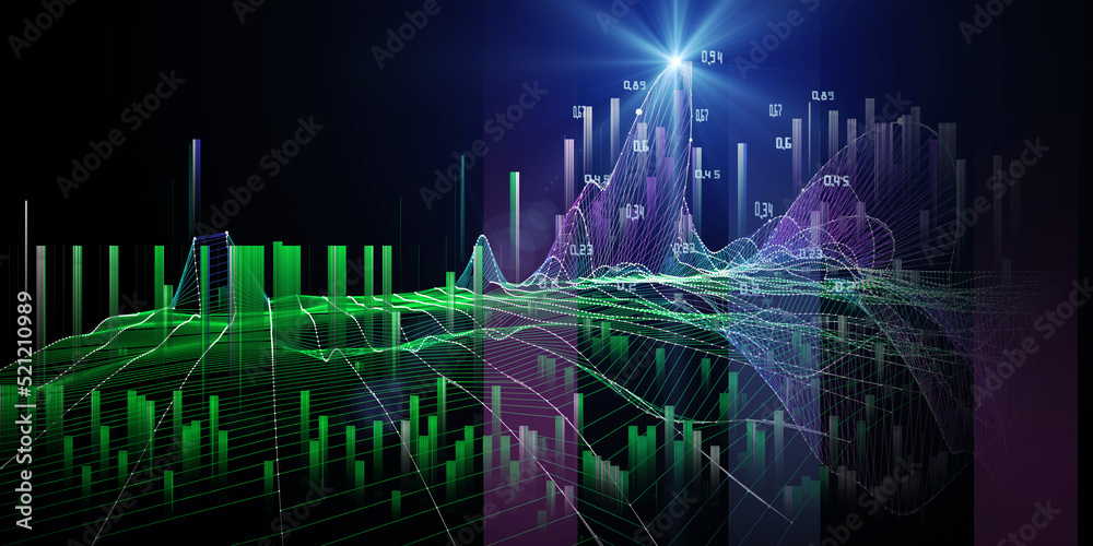 Abstract background with color 3d grid and data on black. Big data. Technology concept. Banner for business, science and technology data analytics representation. Abstract background with color 3d grid and data on black. Big data. Technology concept. Banner for business, science and technology data analytics representation.
