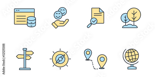 Geocaching icons set . Geocaching pack symbol vector elements for infographic web