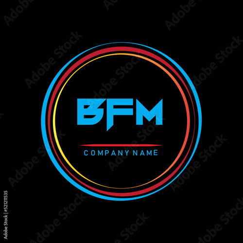 BFM letter logo design ,BFM letter in circle shape ,BFM creative three letter logo ,logo with three letters ,BFM  circle letter ,BFM letter vector design logo , photo