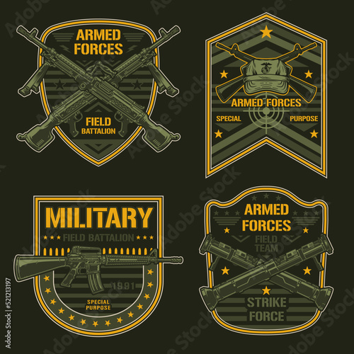 Armed forces set element colorful