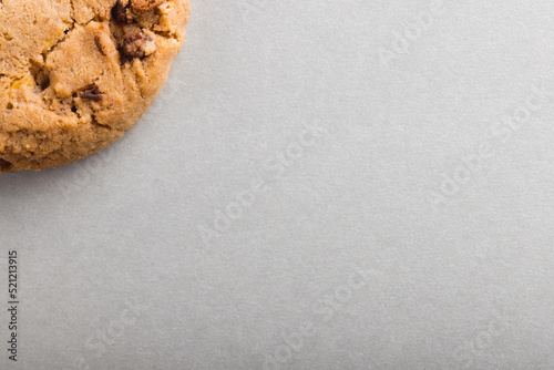 Directly above shot of cookie on gray background with copy space