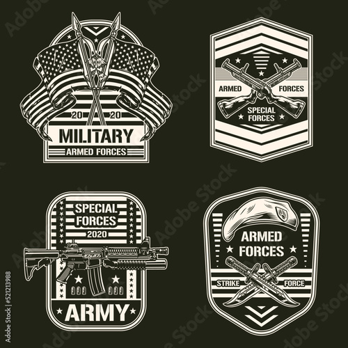 Military set monochrome vintage label