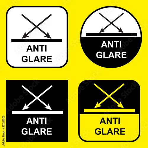 Anti glare sign set for sticker print. Product information vector sign or tag