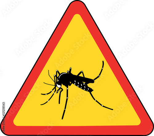 Mosquito in a danger signal, virus bearer. Arbovirures. Asian tiger mosquito