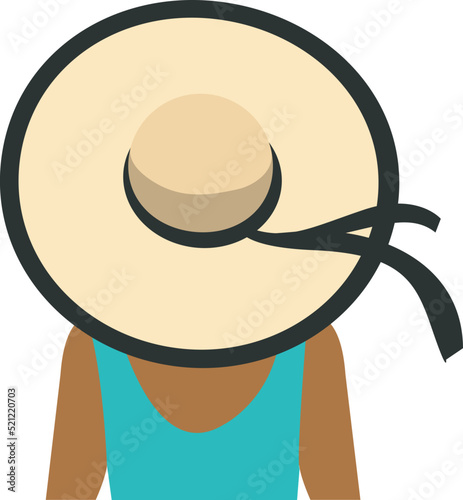 African American Woman wearing bathing suit and sun hat