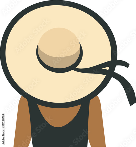 African American Woman wearing bathing suit and sun hat