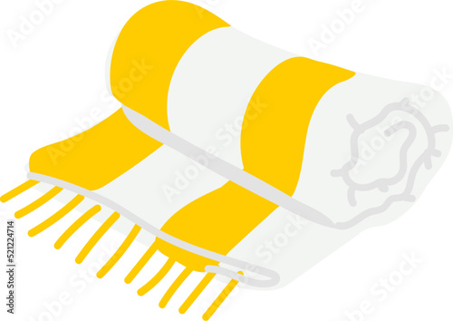Yellow striped Beach Towel, Rolled up