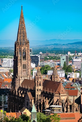 Vertical shot of Freiburger Cathedral in Munster, Germany photo