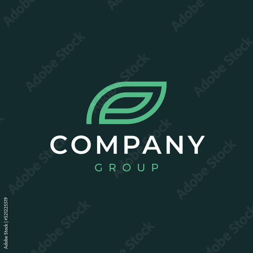 Beautiful logo with a Company word in the middle with a "Group" world isolated on a blue background