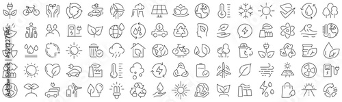 Set of eco and environment line icons. Collection of black linear icons