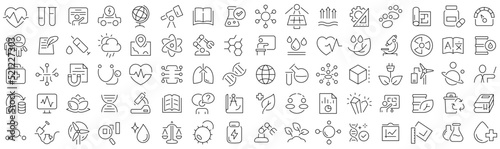 Set of science line icons. Collection of black linear icons