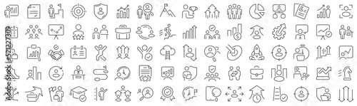 Set of career development line icons. Collection of black linear icons