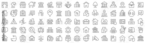Set of real estate line icons. Collection of black linear icons