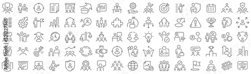 Set of governance and management line icons. Collection of black linear icons photo