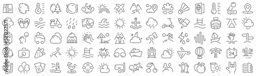 Fotografiet Set of summer vacation line icons