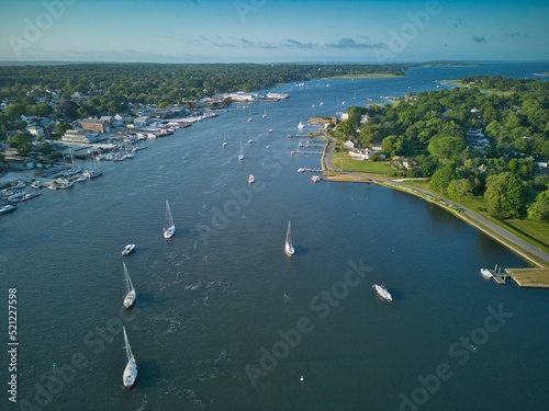 Canvastavla Aerial view of the sailboats in Warren, RI