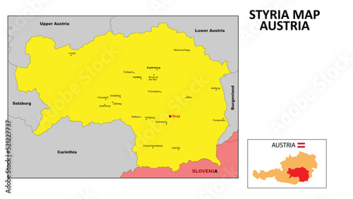 Styria Maine Map. State and district map of Styria. Political map of Styria with the major district