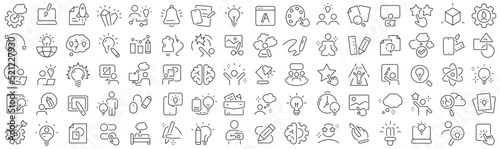 Set of inspiration and idea line icons. Collection of black linear icons