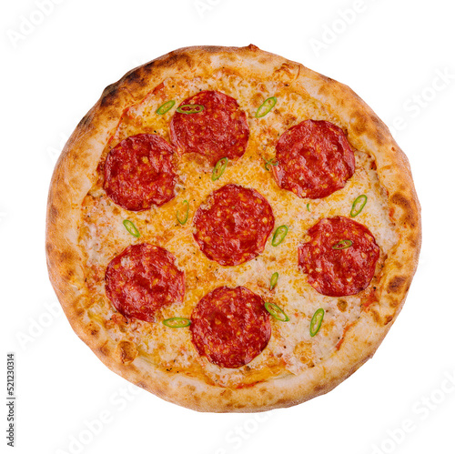 Pepperoni pizza. italian pizza on white background.