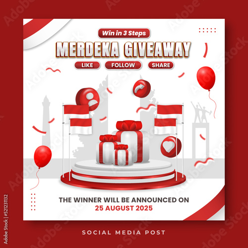 Indonesia independence day giveaway social media banner template