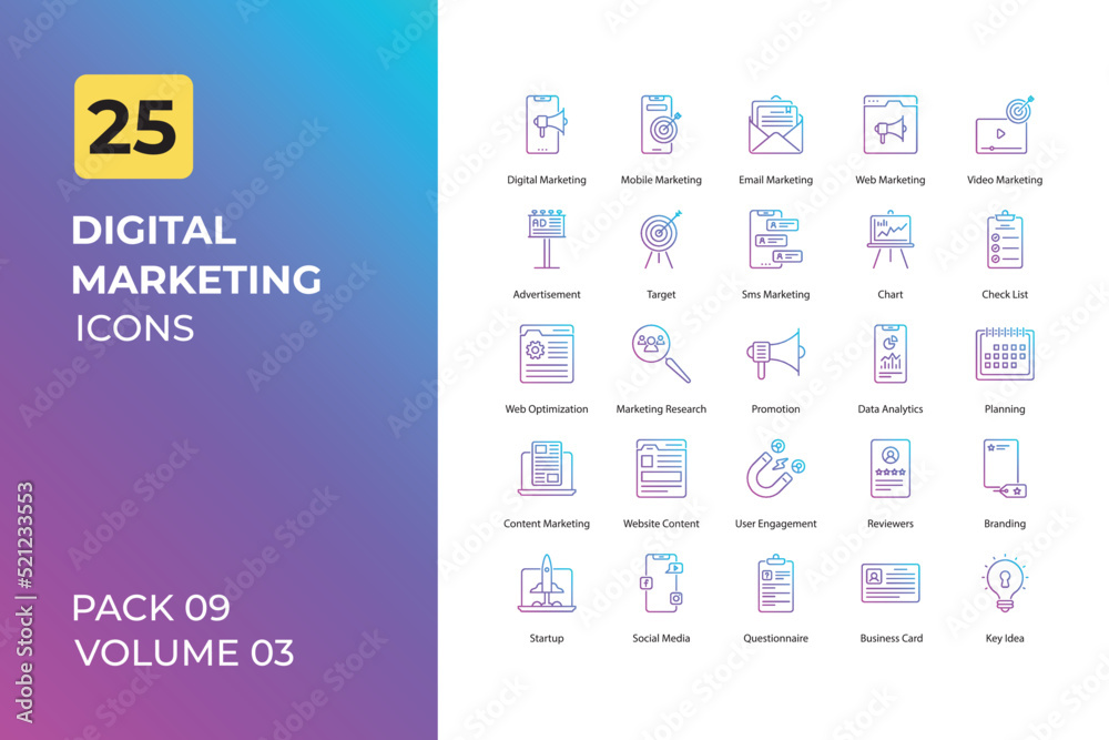 Digital Marketing icons collection. Set contains such Icons as online marketing, marketing, and more