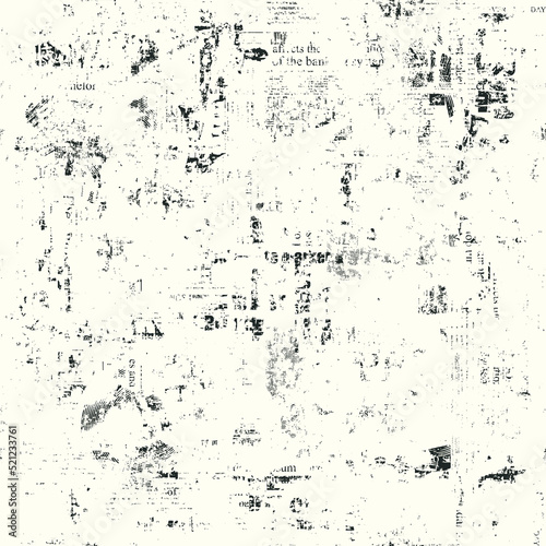 Abstract seamless pattern in grunge style with chaotic layering of illegible newspaper text and headlines. Creative weathered vector background. Suitable for wallpaper, wrapping paper or fabric design