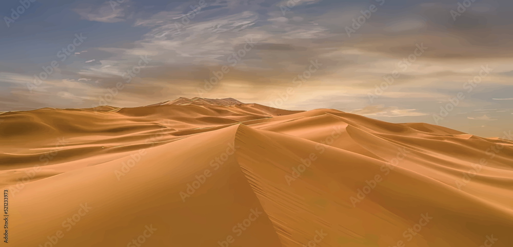 Beautiful design of sand dunes in the desert on a hot summer day - obrazy, fototapety, plakaty 