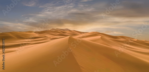 Fototapeta Beautiful design of sand dunes in the desert on a hot summer day