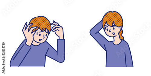 困っている（頭を抱える）人