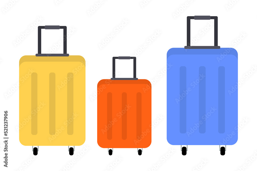 A set of luggage of different sizes and colors. Vector illustration A set of luggage of different sizes and colors. Vector illustration