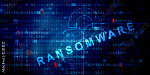 2d illustration ransomware computer virus photo