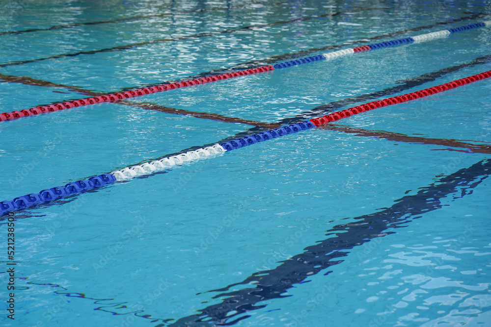Lanes of a competition swimming pool. Empty swimming pool with lanes