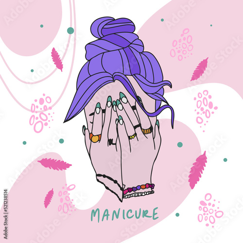 Girl with trendy nails, manicure, nail design