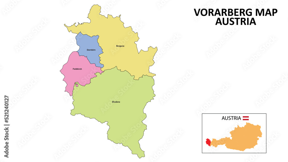  Vorarlberg Map. District map of Vorarlberg detailed map of Vorarlberg in color with capital.