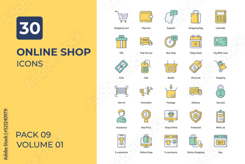 Online shop icons collection. Set contains such Icons as online shopping, e-commerce, online shop, and more