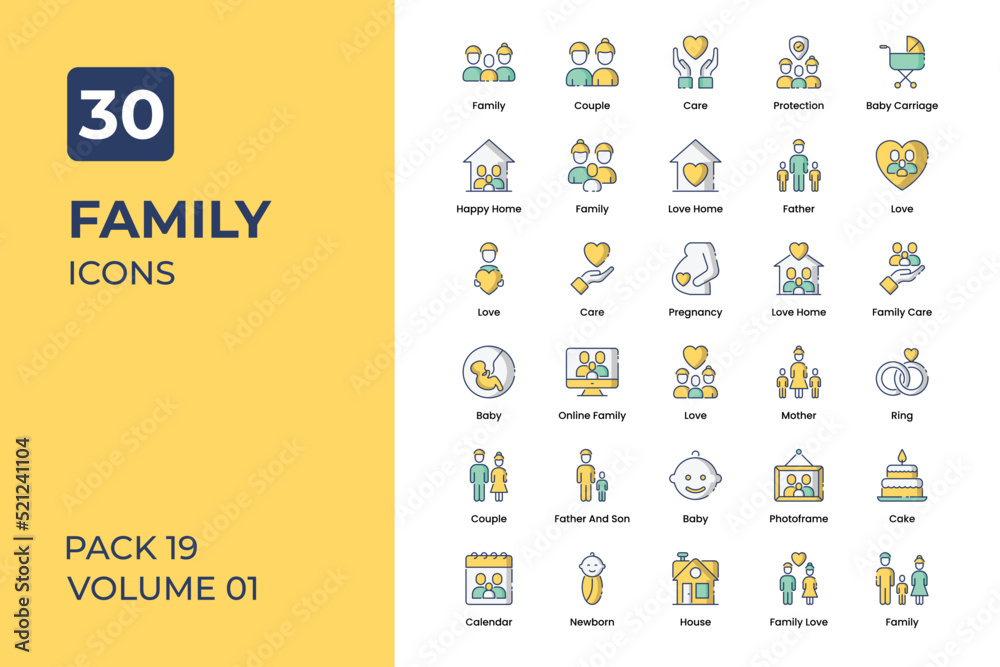 Fototapeta Family icons collection. Set contains such Icons as mother, father, brother and sister, and more