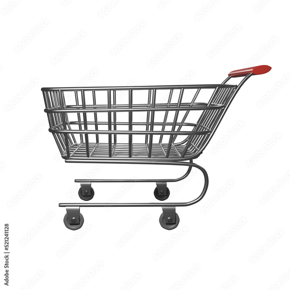 Basket or shopping cart on a transparent background, 3D rendering illustration Basket or shopping cart on a transparent background, 3D rendering illustration